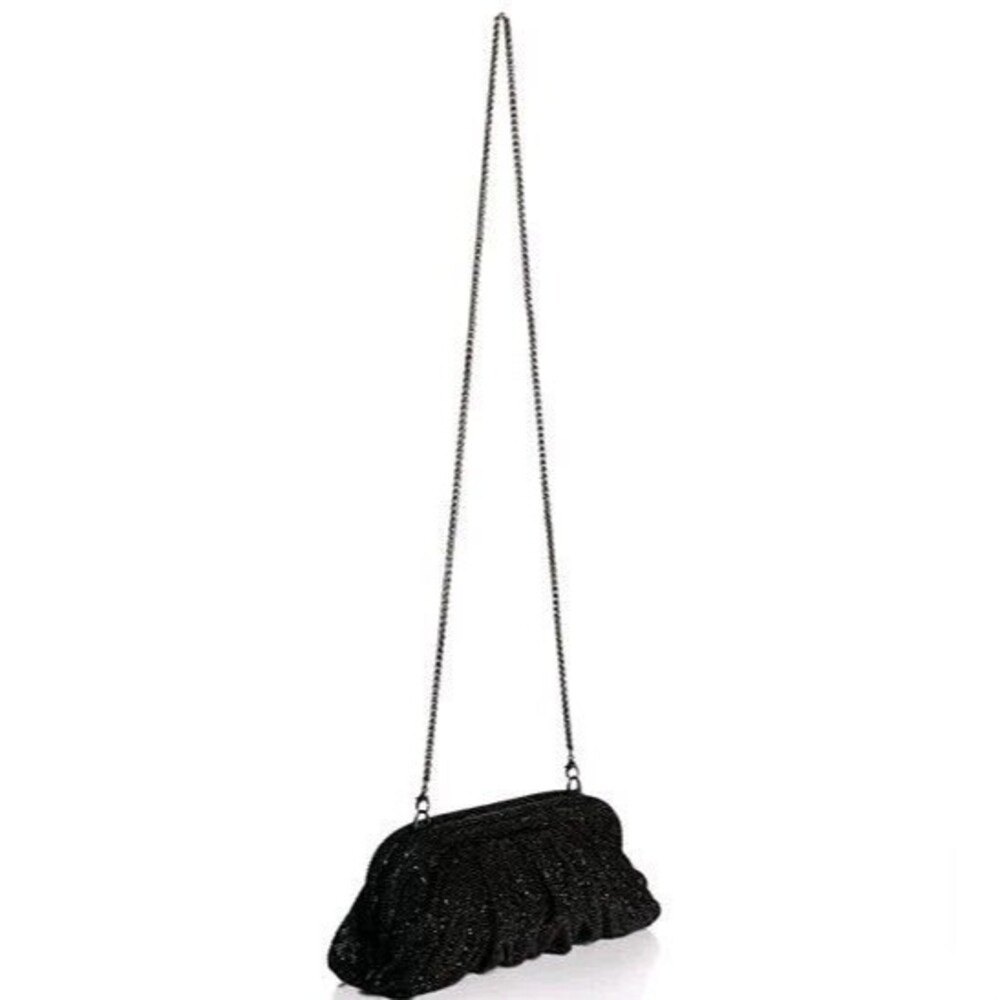 AQUA Irina Black Rhinestone Evening Clutch Crossbody Bag NWT Bloomingdale's New - Picture 5 of 15